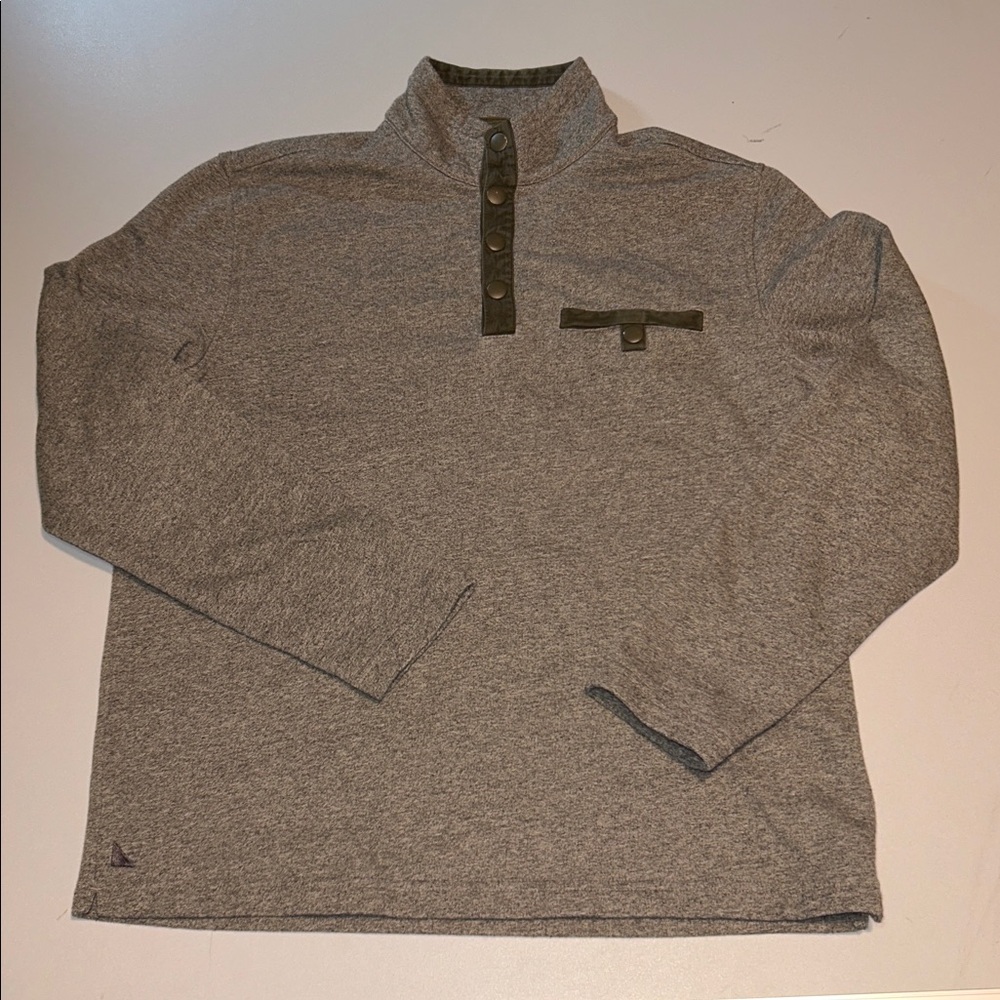 Untuckit Sweatshirt Mens Medium Gray Parkson Quarter-Zip Snap Fleece Pullover